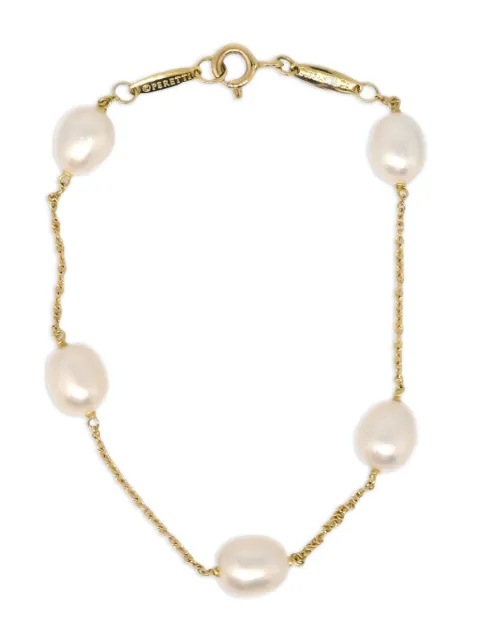 Tiffany & Co. Pre-Owned سوار 'باي ذا يارد' كلاسيكي ذهب أصفر عيار 18 مزين بلؤلؤ من عقد 1990-2000
