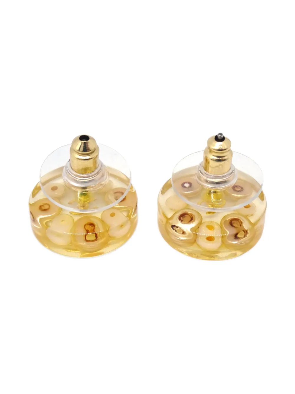 Pre-owned Chanel 1990-2000s Cc Button Earrings In Gold