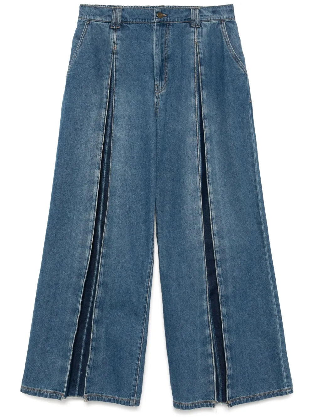 box-pleated loose-fit jeans