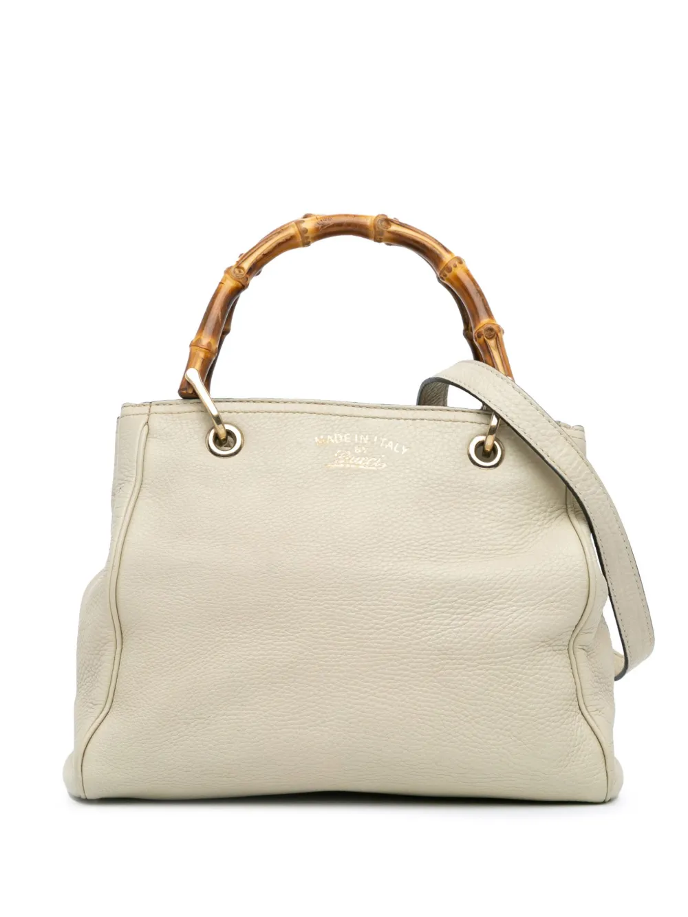 Gucci Pre-Owned 2016-2024 スモール カーフスキン バンブー ショッパー サッチェルバッグ - ホワイト Gucci Pre-Owned 2016-2024 スモール カーフスキン バンブー ショッパー サッチェルバッグ - ホワイト