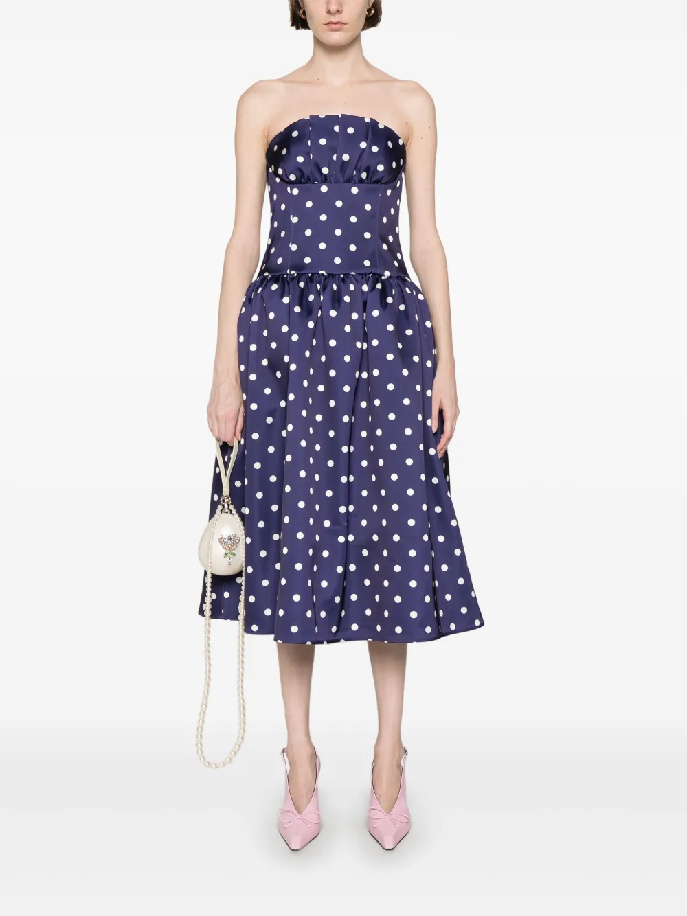 Self-Portrait Midi-jurk met stippen - Blauw