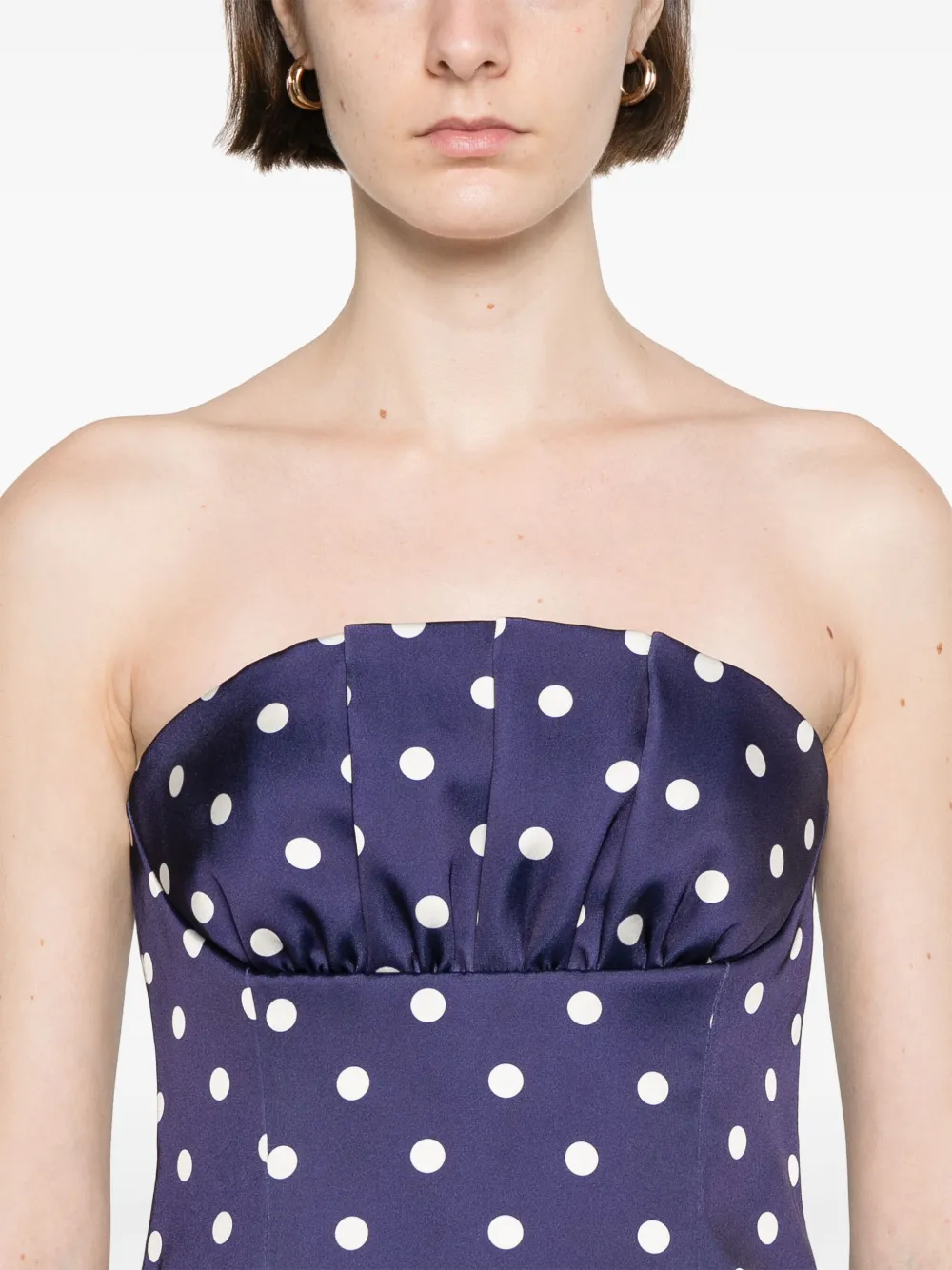 Shop Self-portrait Polka-dot Midi Dress In Blue
