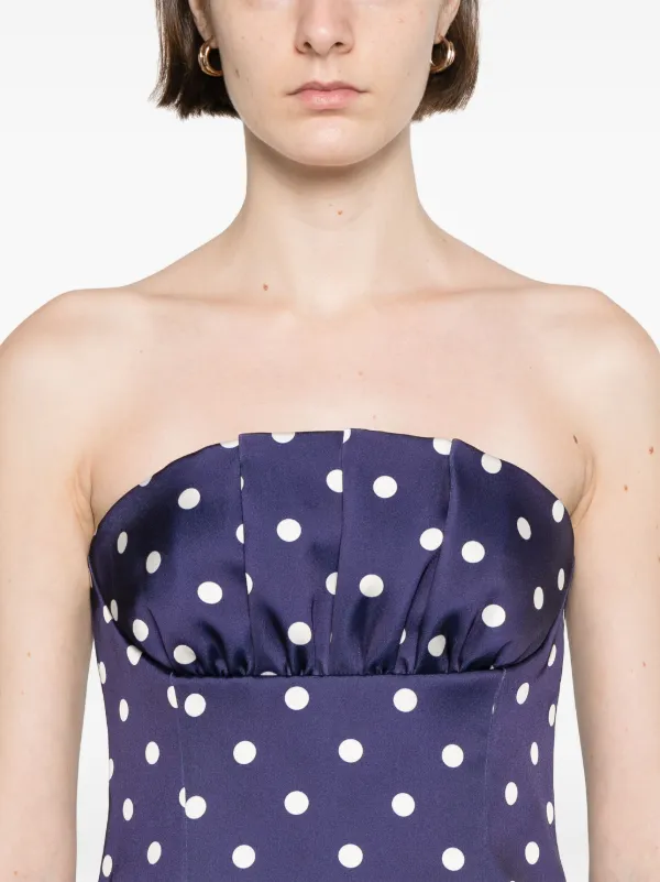 ◆関税込◆【Self-Portrait】Navy Polka Dot Linen Midi Dress Navy Printed Chiffon Midi Dress – self-portrait