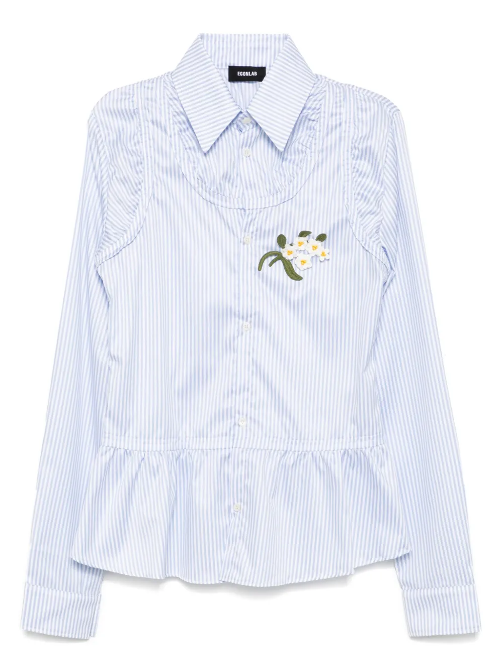 EGONlab. camisa a rayas de algodón | azul | Image 1