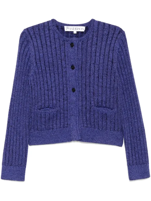 JW Anderson Cropped Buttoned Cardigan in Purple