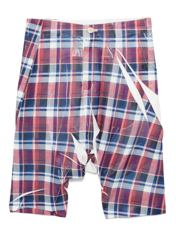 Comme Des Garçons Shirt チェック ツイル ショートパンツ | レッド