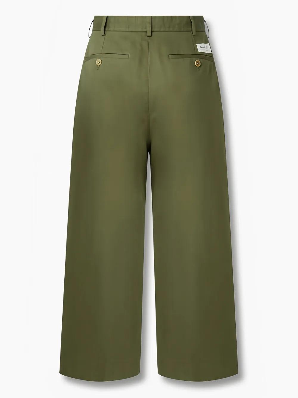 Man On The Boon. Broek met wijde pijpen en geplooid detail Groen