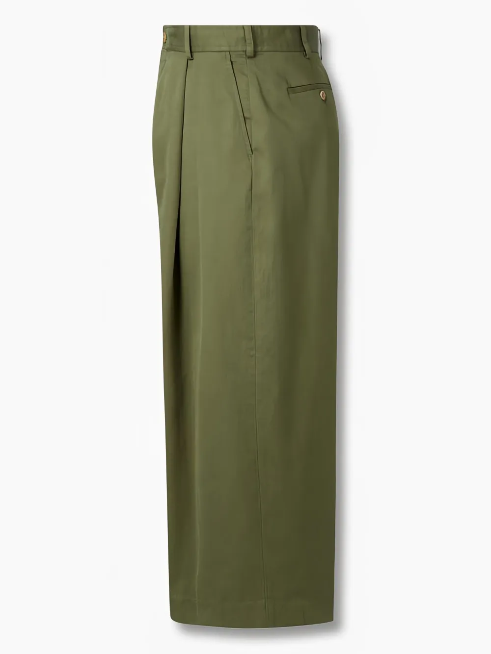 Man On The Boon. Broek met wijde pijpen en geplooid detail Groen