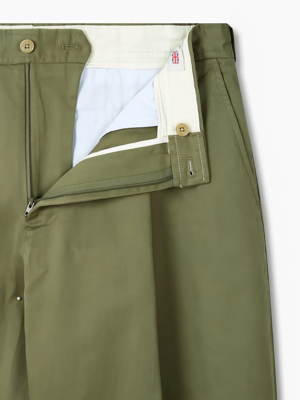 Man On The Boon. Broek met wijde pijpen en geplooid detail Groen