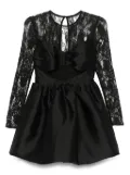 Self-Portrait lace-panel taffeta mini dress - Black