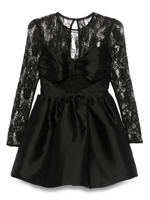 Self-Portrait lace-panel taffeta mini dress