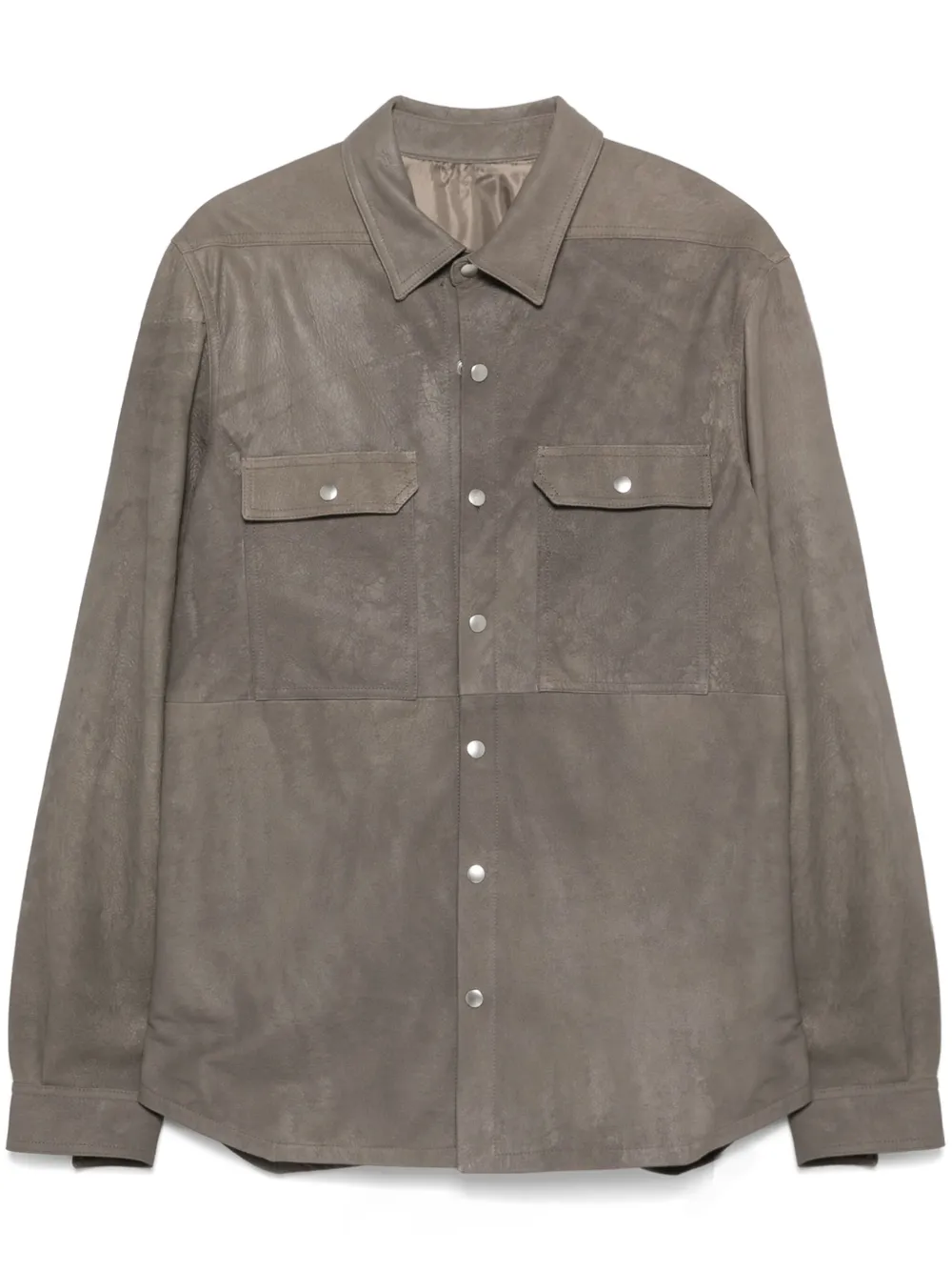 Rick Owens Leren shirtjack Grijs
