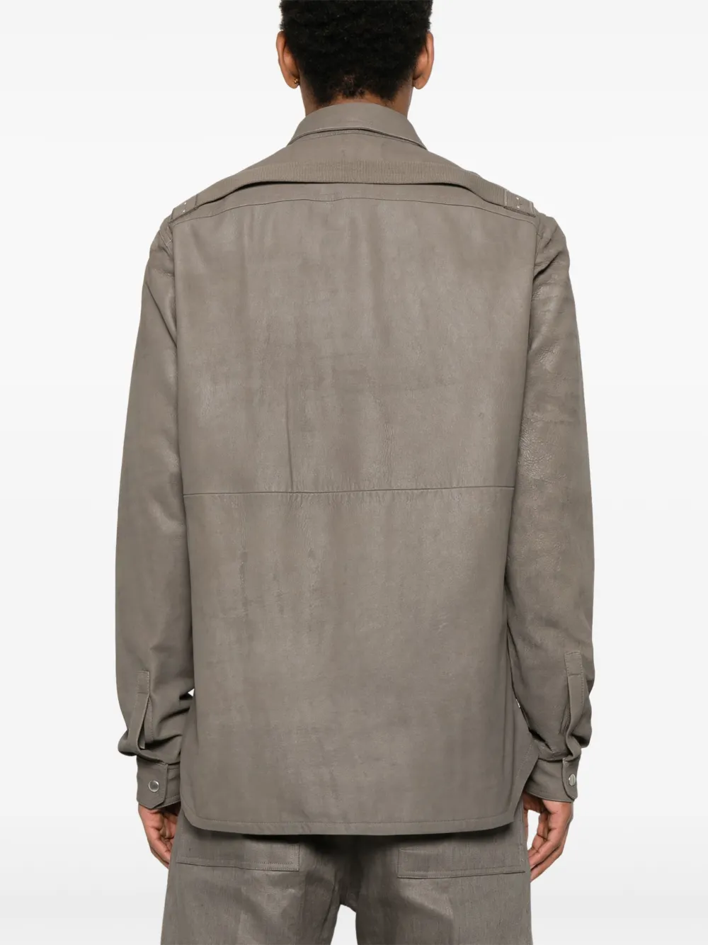 Rick Owens Leren shirtjack Grijs