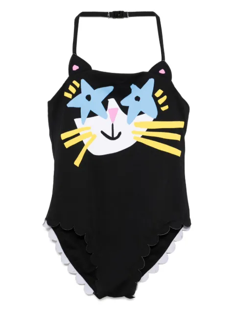 Stella McCartney Kids cat-print frilled swimsuit