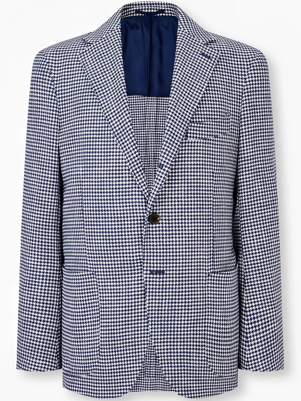Man On The Boon. Houndstooth Blazer In Blue
