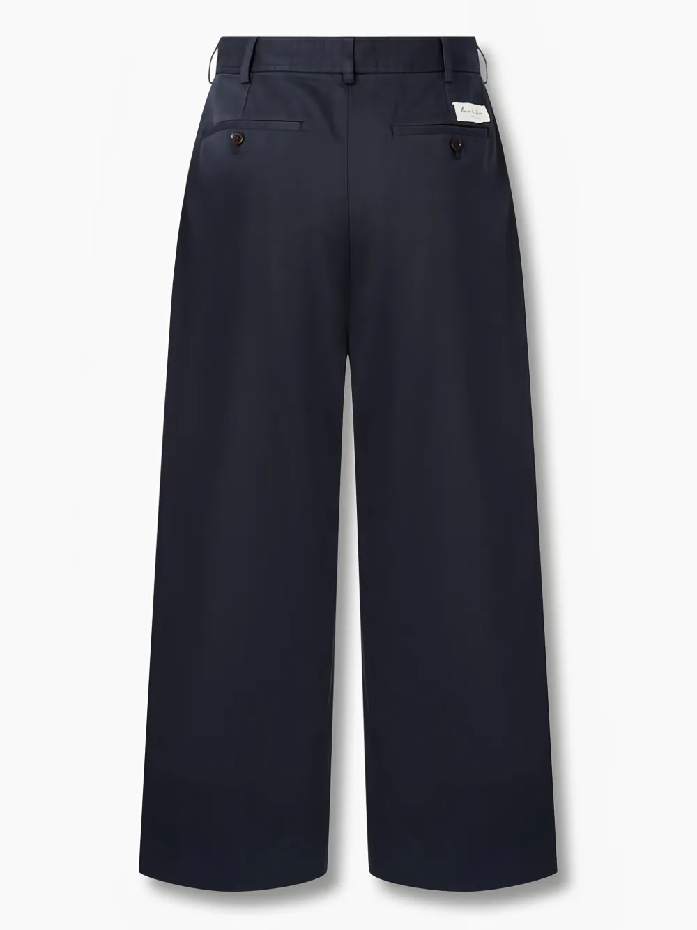 Man On The Boon. Broek met wijde pijpen en geplooid detail Blauw