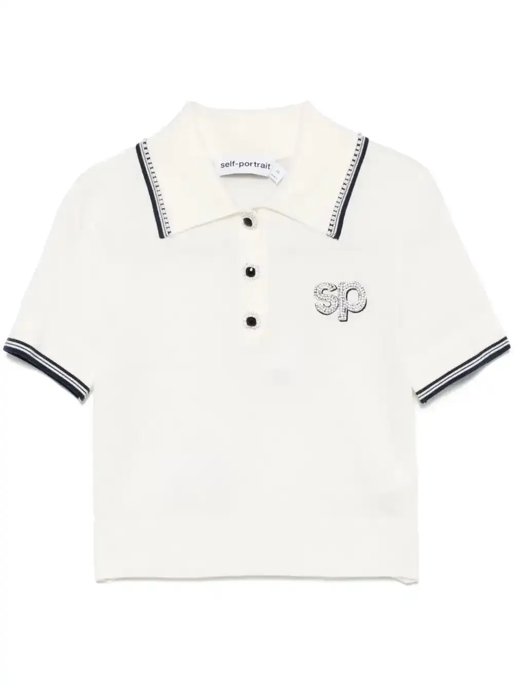 Shop Self-portrait Sp-patch Polo Top In White
