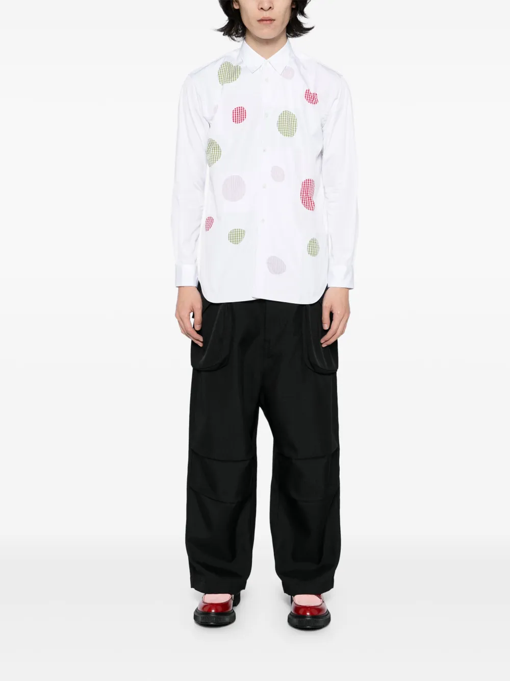 Comme Des Garçons Shirt Overhemd met gingham-patch - Wit