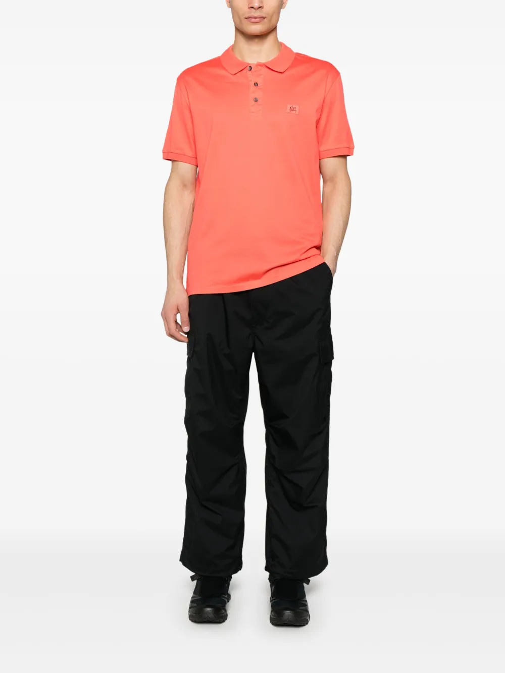 c.p.company C.P. Company Poloshirt met logopatch - Rood