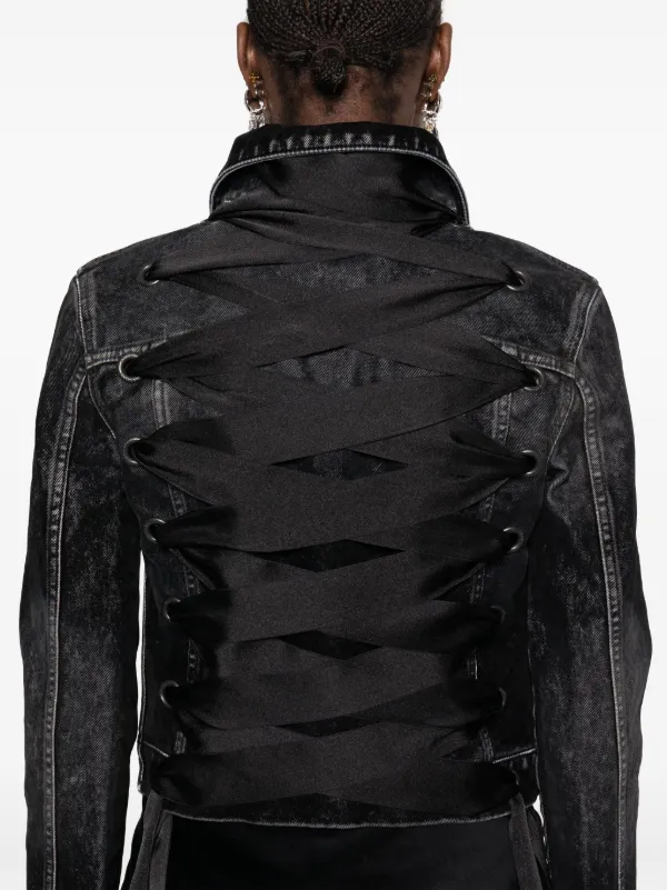 Balenciaga lace-up Denim Jacket | Black | FARFETCH JO