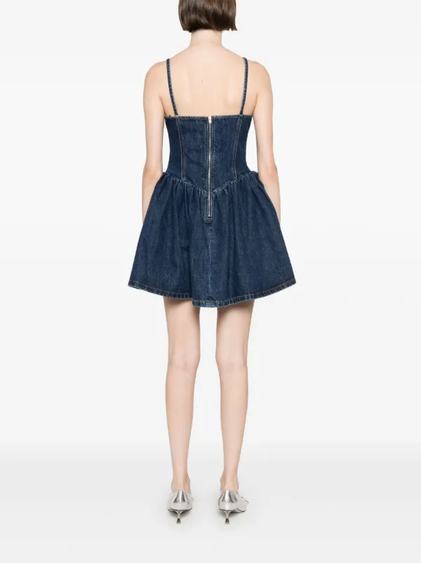 ワンピース Self Portrait BOW MINI DENIM DRESS Denim Bow Mini Dress – self-portrait