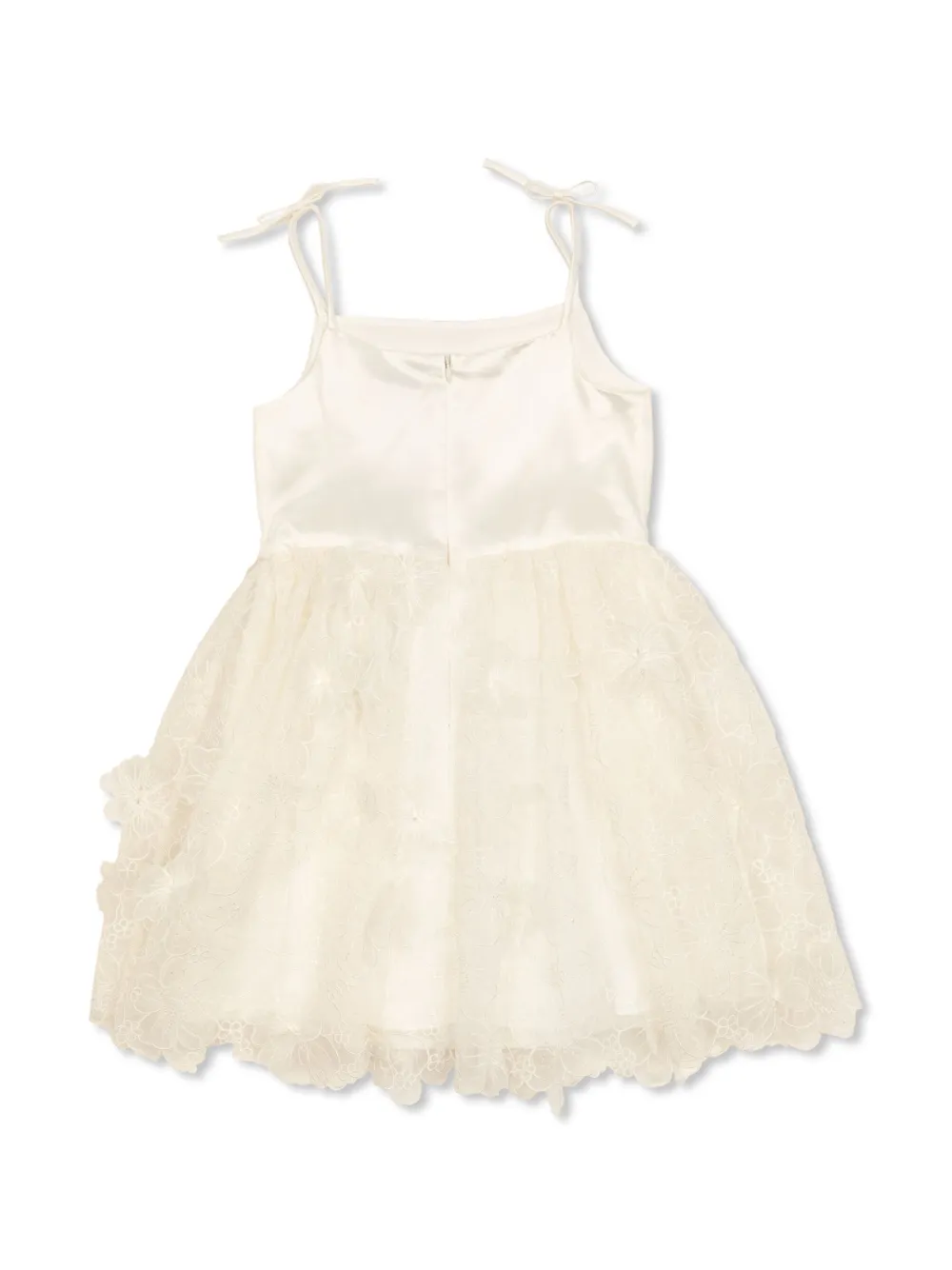 Self-Portrait Kids Jurk met geborduurde bloemen Beige