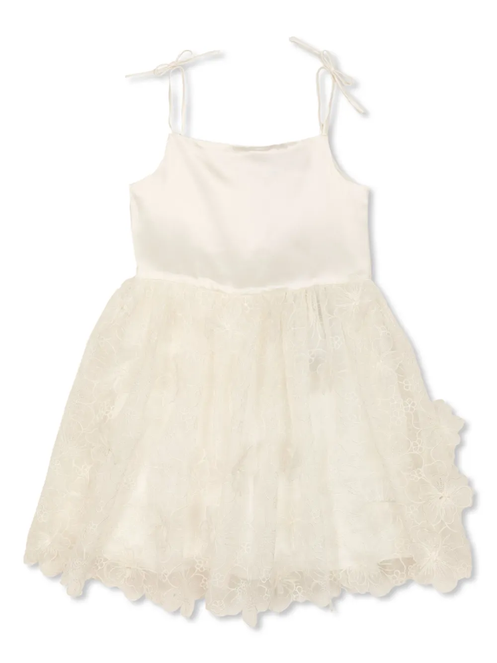 Self-Portrait Kids Jurk met geborduurde bloe Beige