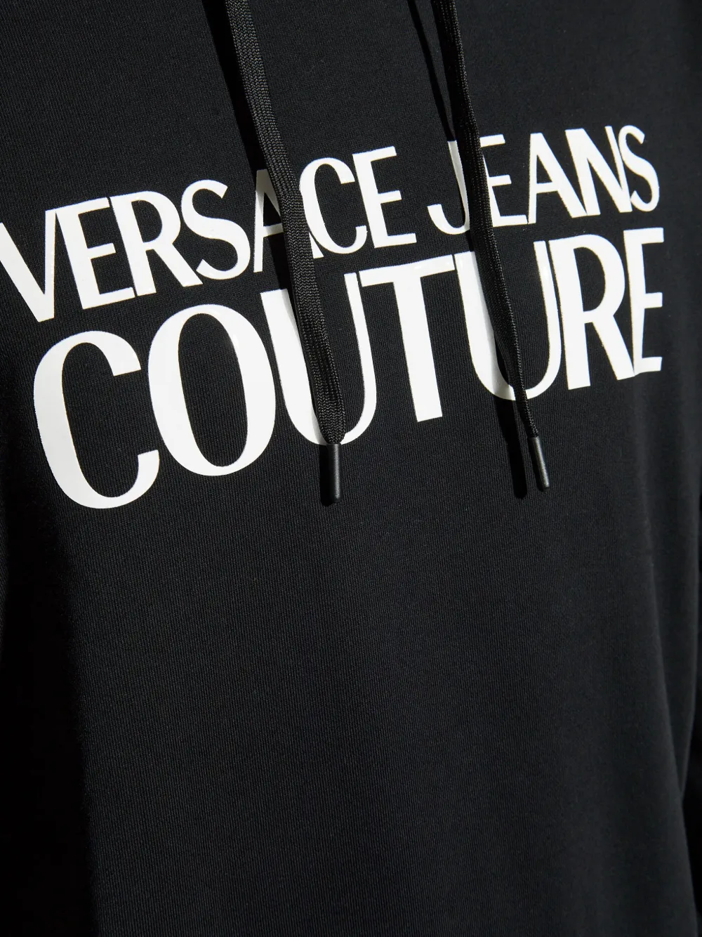Shop Versace Jeans Couture Cotton Hoodie In Black