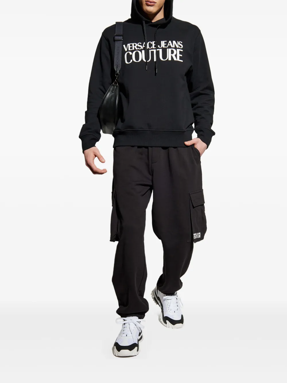 Shop Versace Jeans Couture Cotton Hoodie In Black