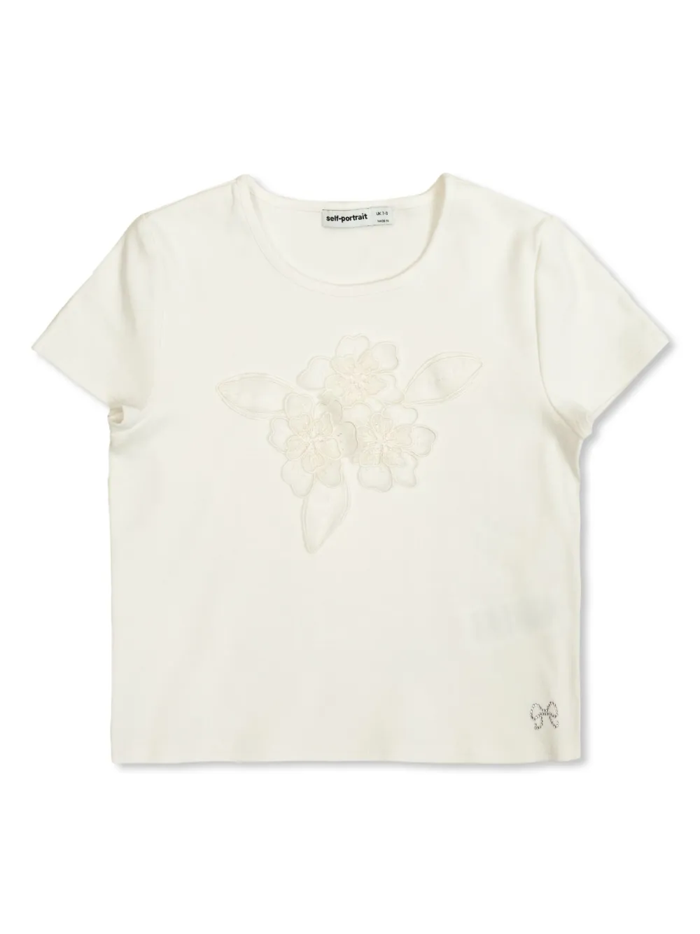 Self-Portrait Kids floral-appliqué T-shirt | White | Image 1