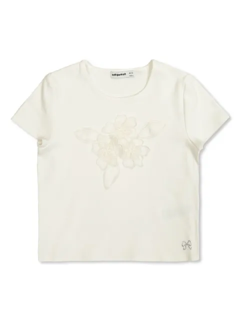 Self-Portrait Kids floral-appliqué T-shirt