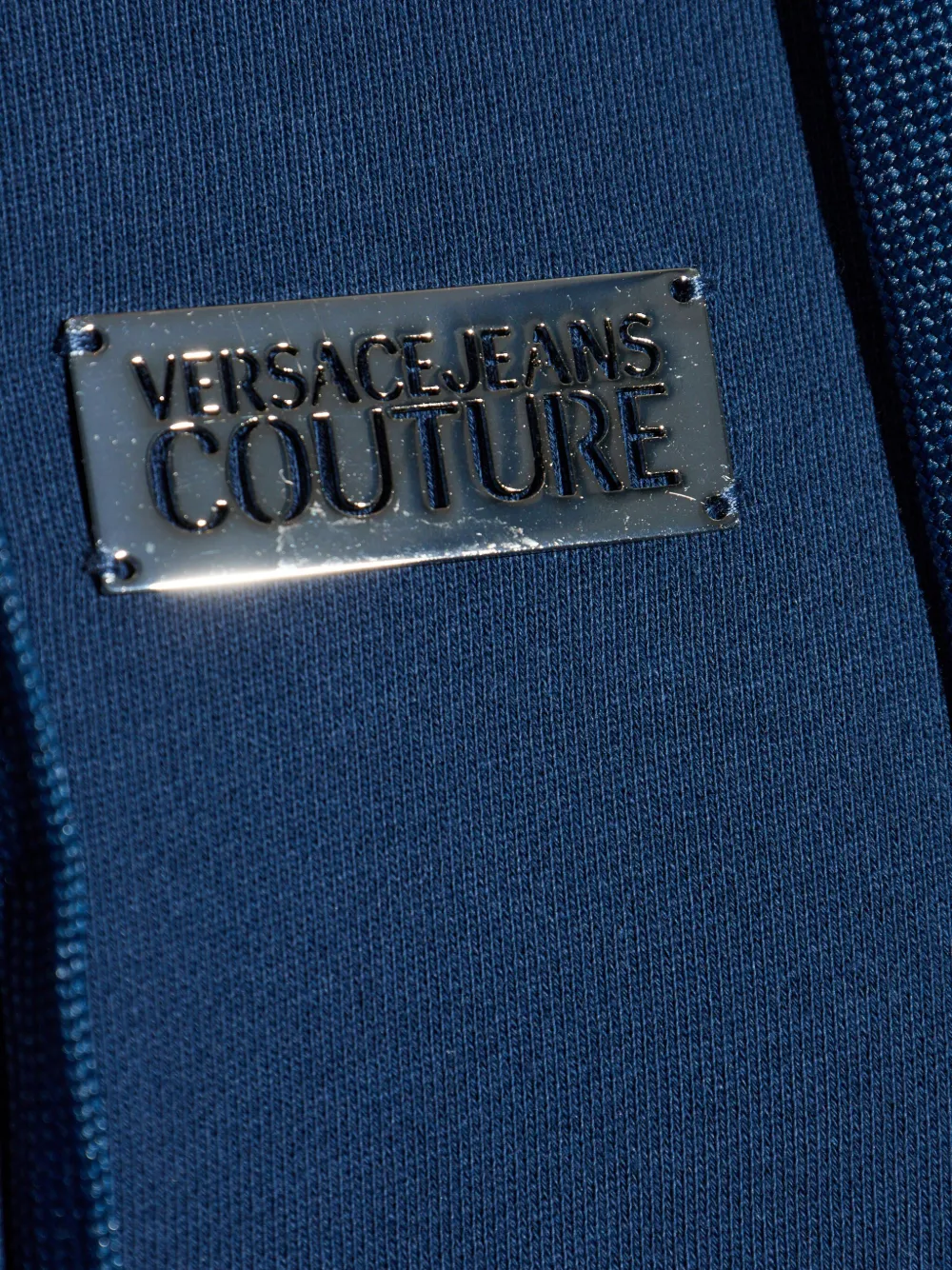 Shop Versace Jeans Couture Logo-plaque Hoodie In Blue