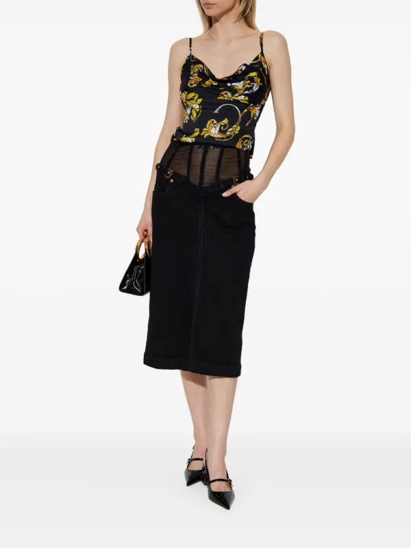 Versace Jeans Couture バロッコバックル デニムスカート | ブラック