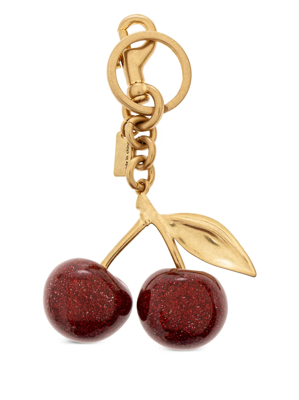 Coach Cherry-appliqué Keychain In Gold