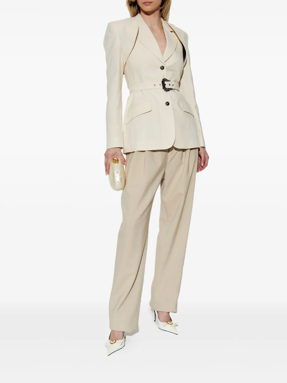 Versace Jeans Couture Blazer met ceintuur Wit