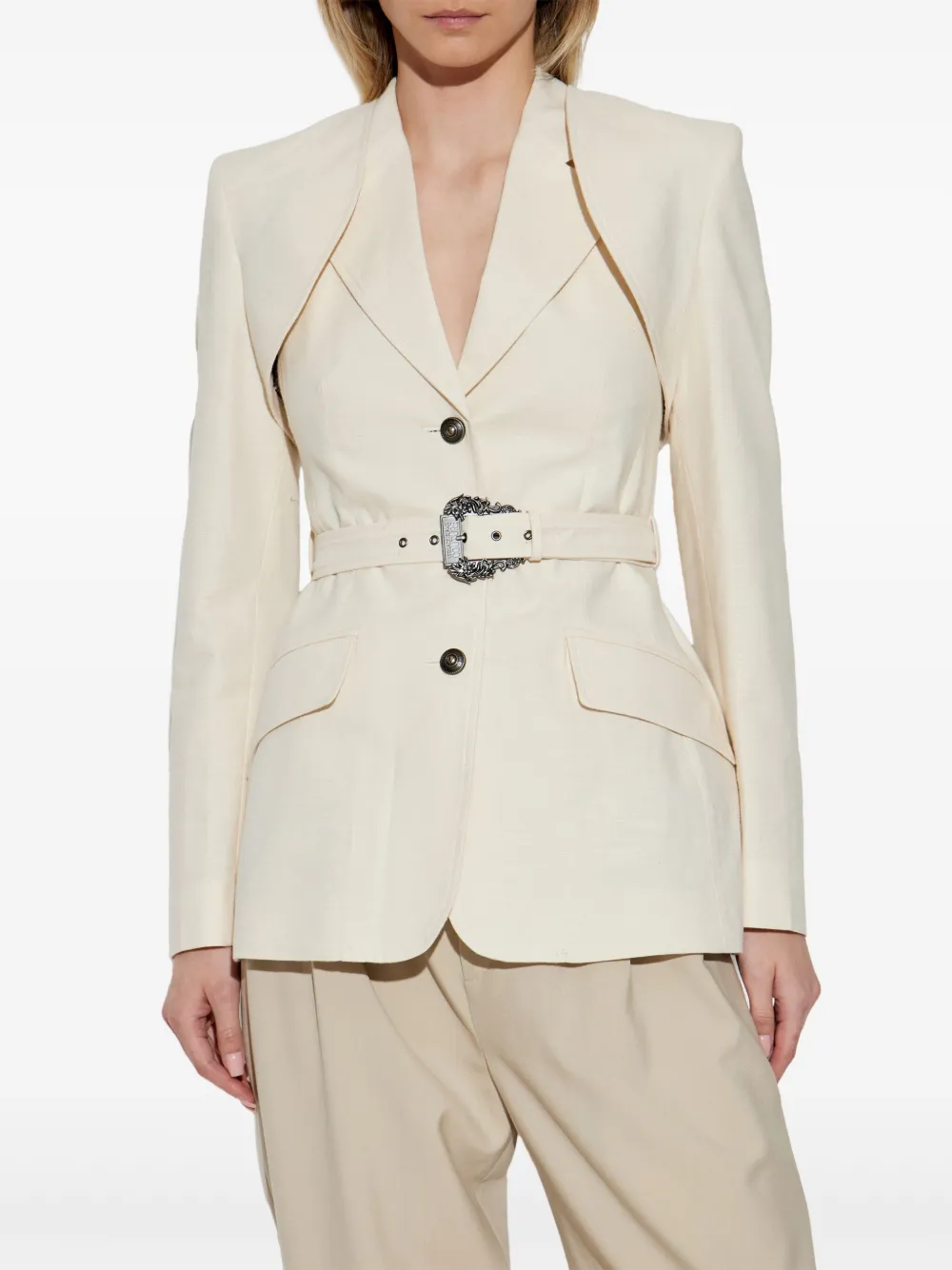 Versace Jeans Couture Blazer met ceintuur Wit