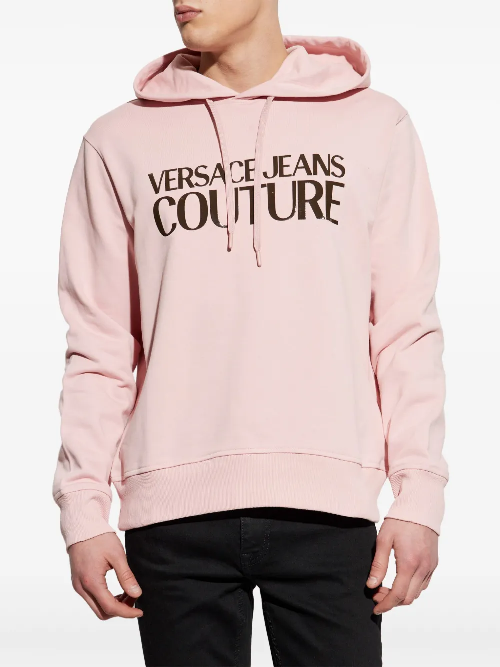 Shop Versace Jeans Couture Cotton Hoodie In Pink