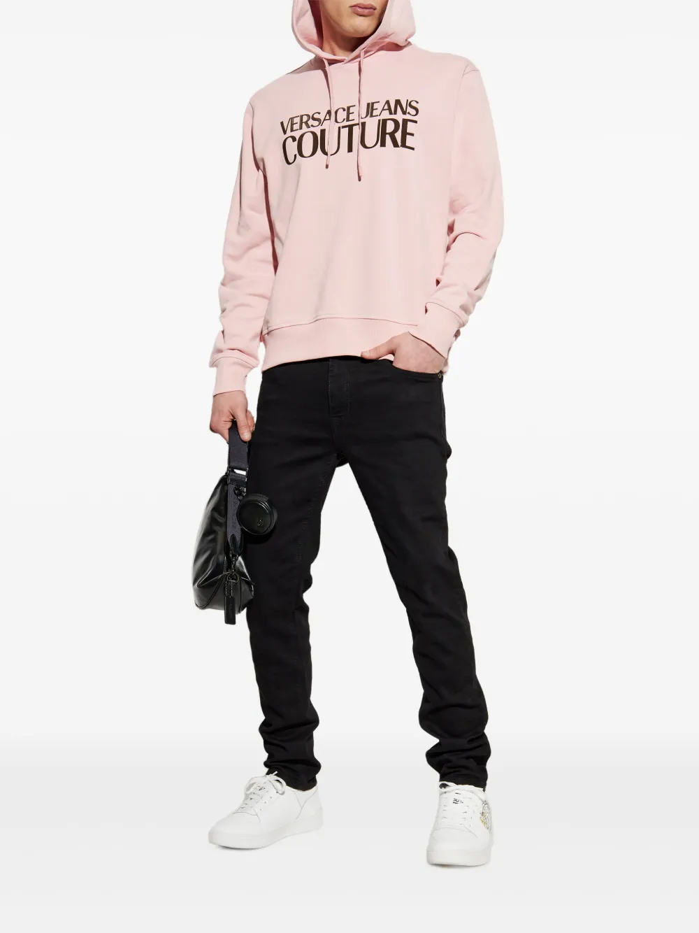 Shop Versace Jeans Couture Cotton Hoodie In Pink