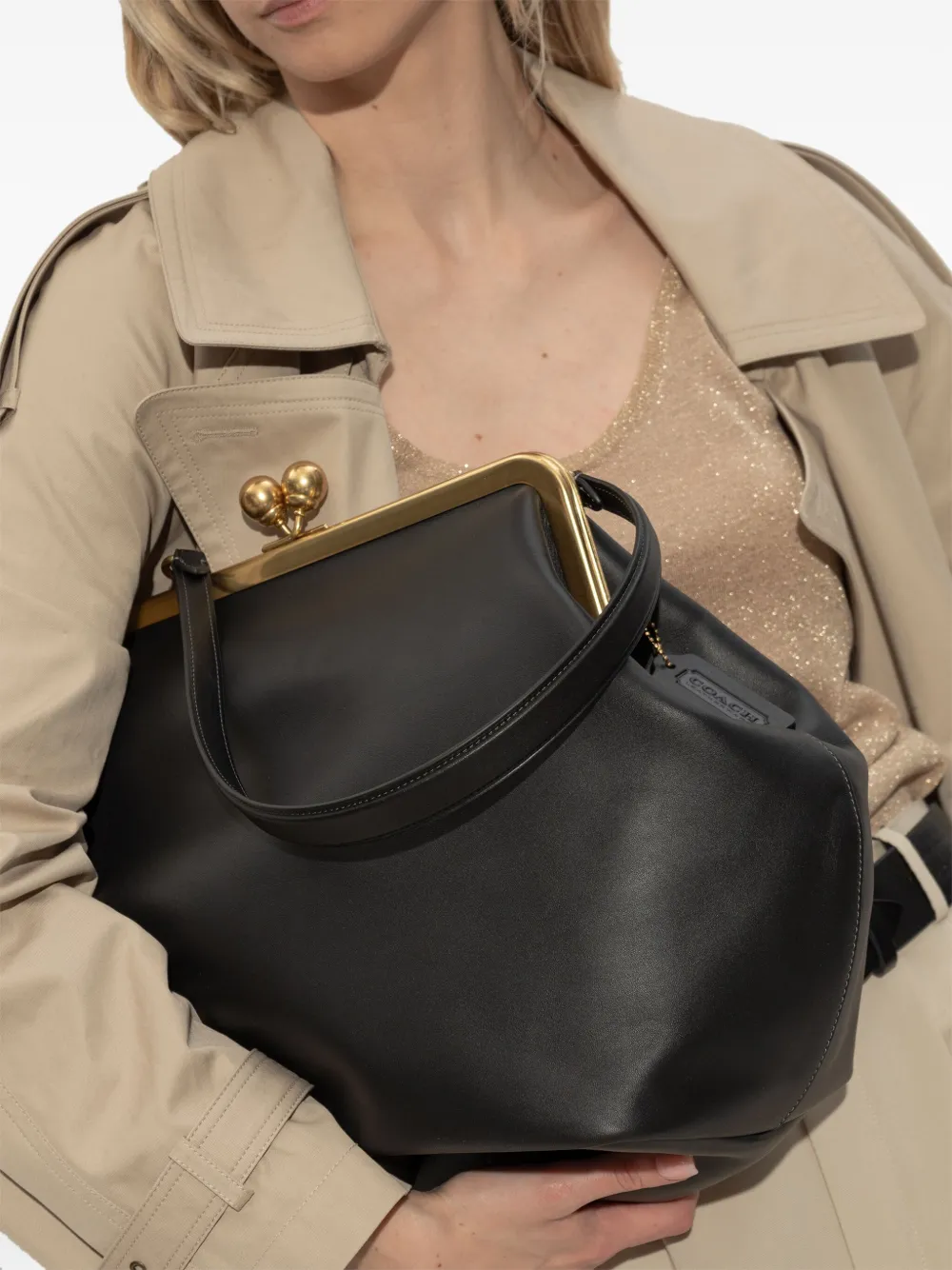 Coach Kisslock Frame grote clutch - Zwart
