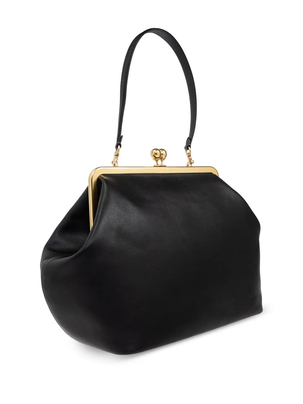 Coach Womens Black Large Kisslock Leather Shoulder Bag In Black