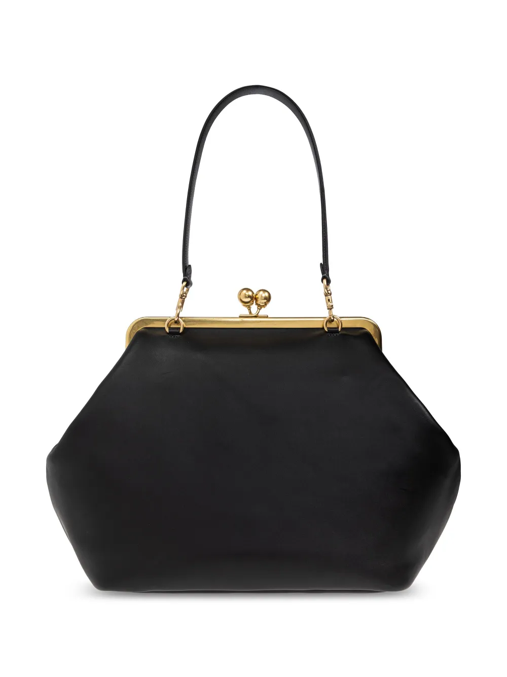 Coach Womens Black Large Kisslock Leather Shoulder Bag In Black