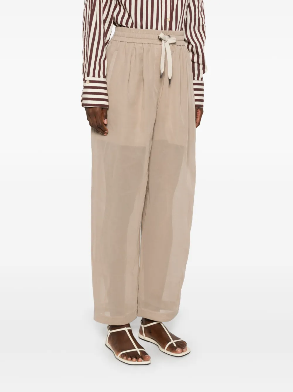 Brunello Cucinelli Semi-doorzichtige plooibroek Bruin