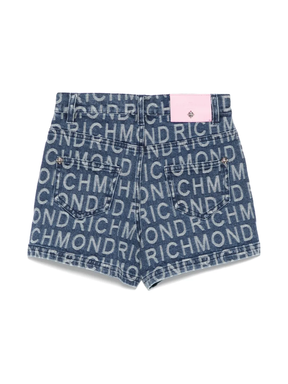 John Richmond Junior Shorts met logo jacquard Blauw