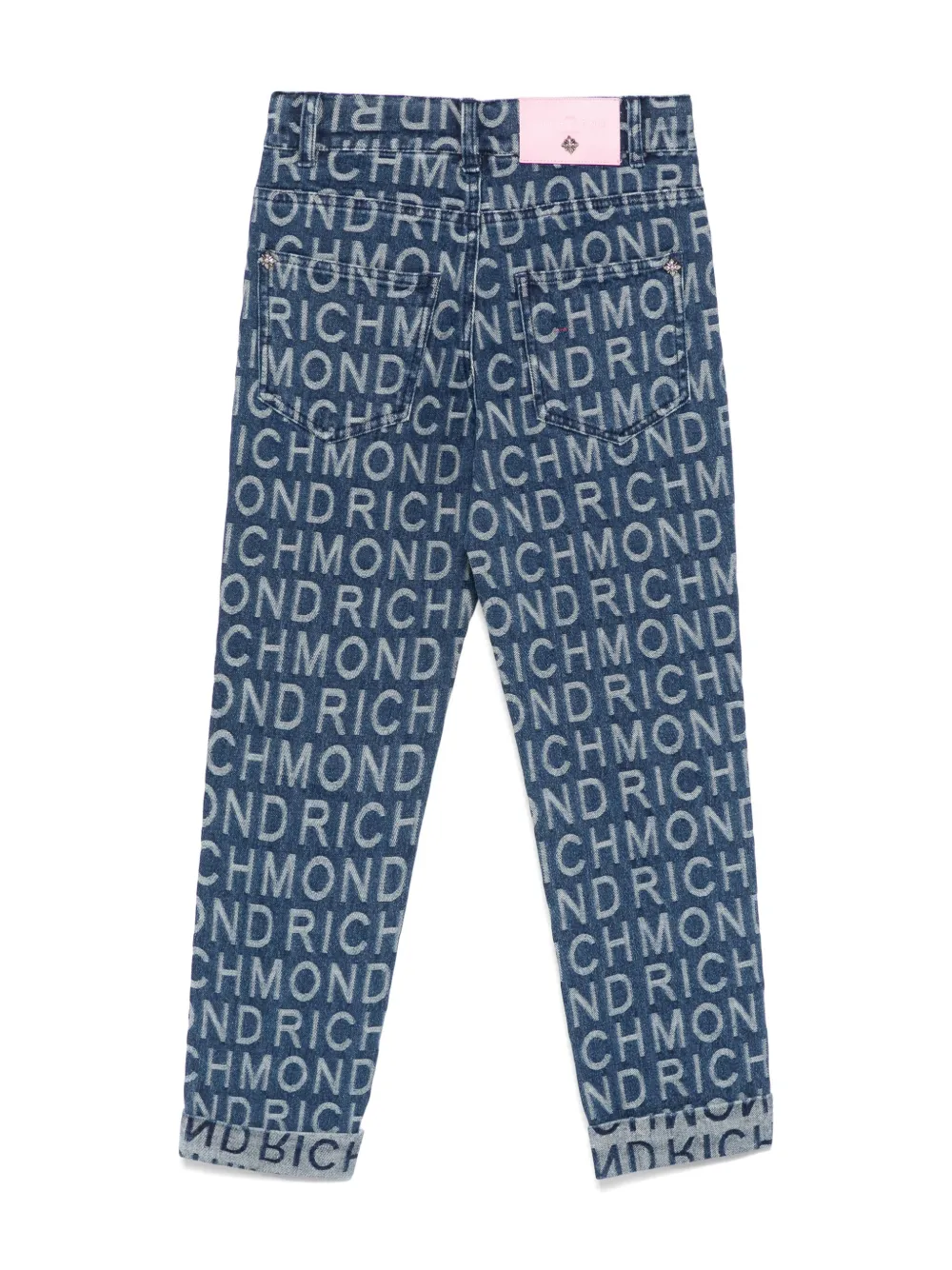 John Richmond Junior Jeans met logo-jacquard Blauw