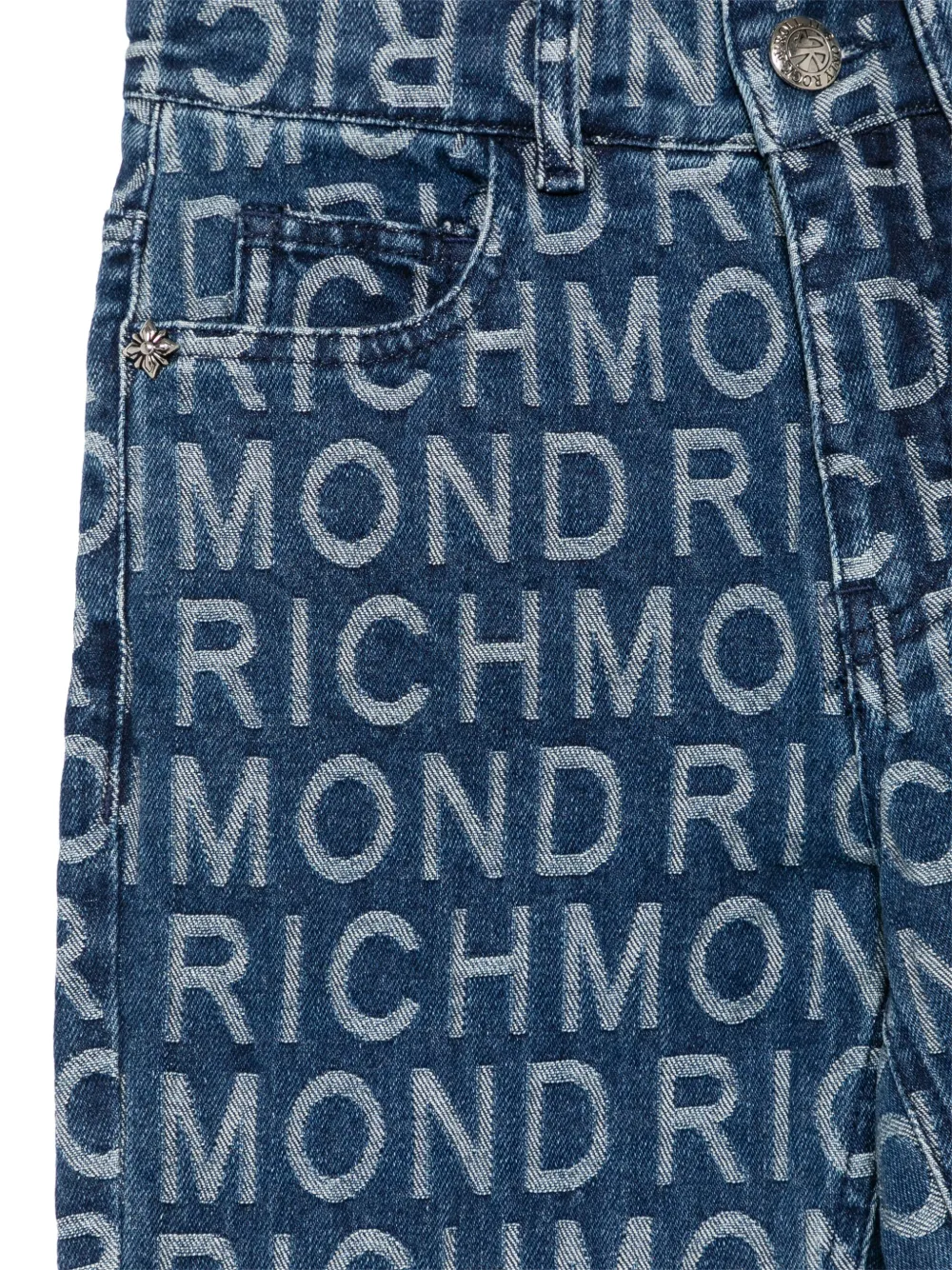 John Richmond Junior Jeans met logo-jacquard Blauw