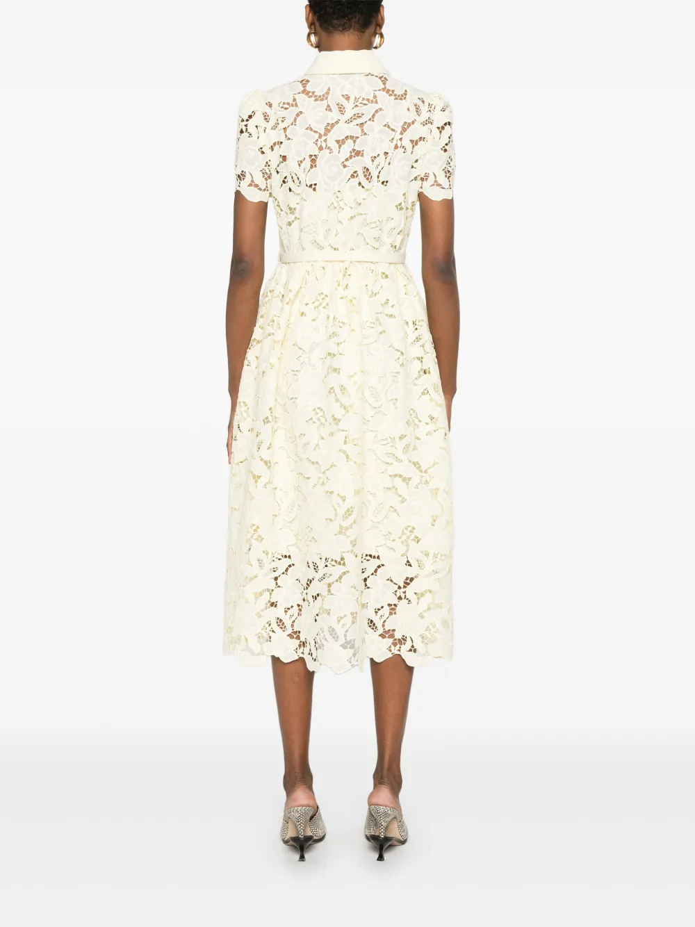 Self-Portrait Maxi-dress met kanten kraag Geel