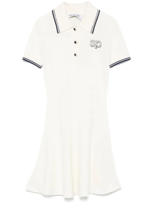 ★関税込み★【SELF PORTRAIT】ウールブレンド ニットミニドレス Self-Portrait Knitted Mini Dress | Neutrals | FARFETCH