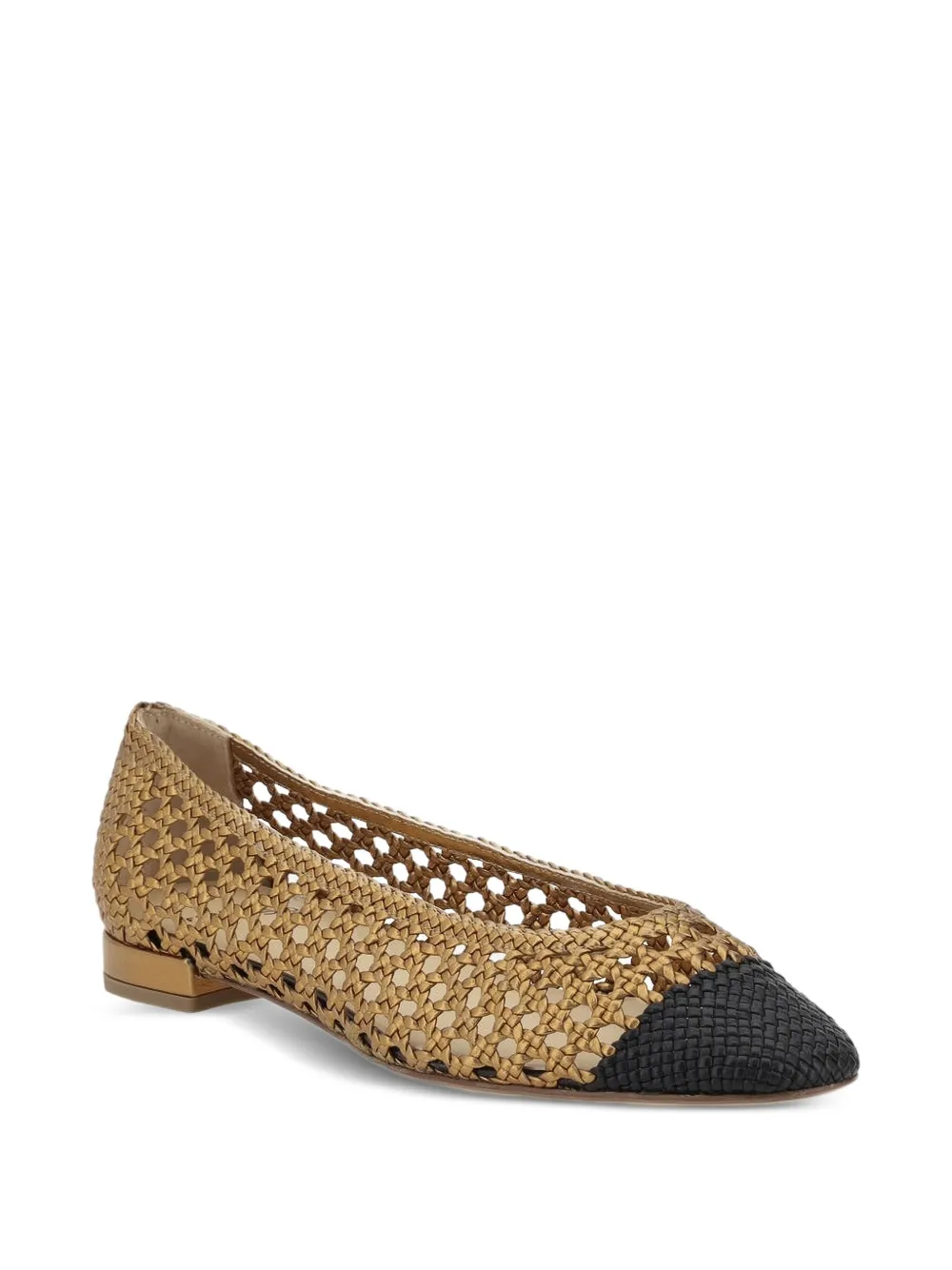 Francesco Russo woven ballerina shoes Gold