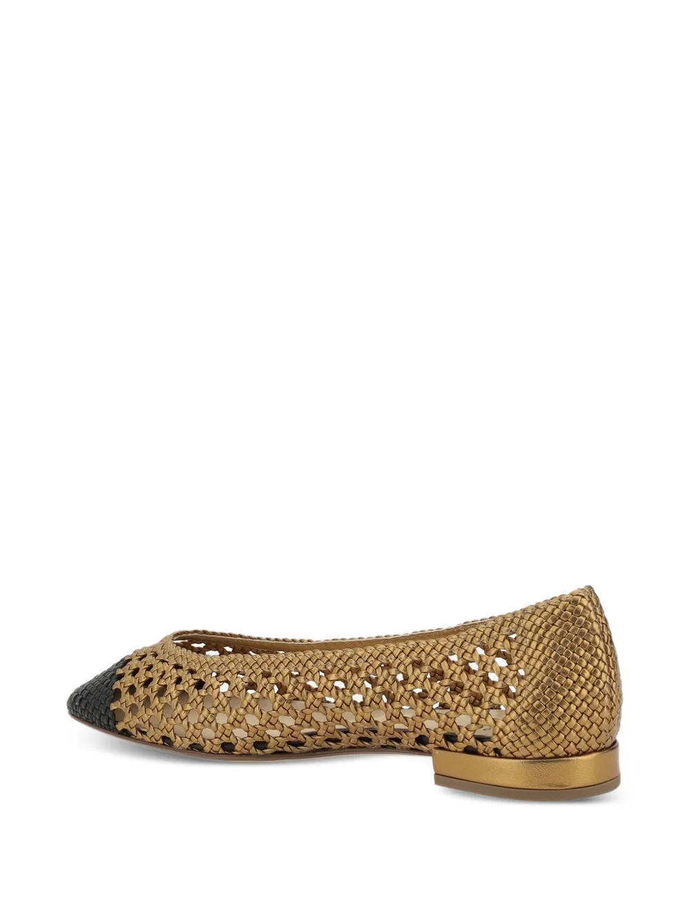 Francesco Russo woven ballerina shoes Gold