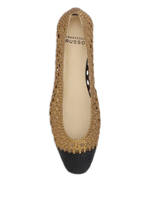Francesco Russo Nappa Flat shoes37.5ゴールド Francesco Russo Woven Ballerina Shoes | Gold | FARFETCH